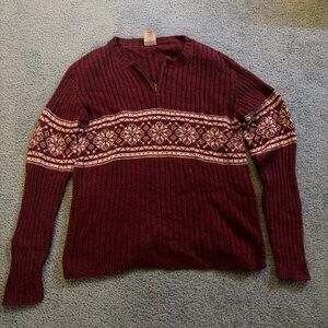Women’s Burgundy Sweater with Nordic Pattern